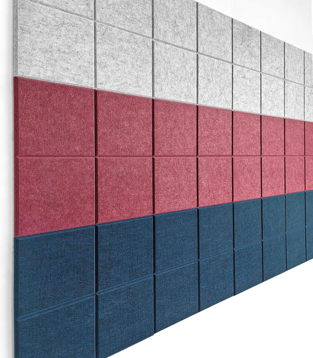 Cork Board 24 x36 Alternative - 6 Pack Felt Wall Tiles with Safe Removable Adhesive Tabs, Cork Boards for Walls for Home Office Pin Board Tack Board Cork Board - Prussian Blue