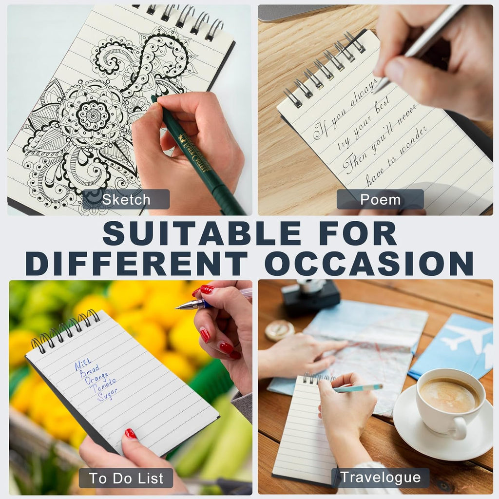 Tenceur 18 Pcs Pocket Notebook Bulk Small 3x5 Inch Spiral Notepads Mini Top Bound Notebook with Lined 120 Pages Ruled Memo Pads for Office College Nurse Essentials Back to School Gift