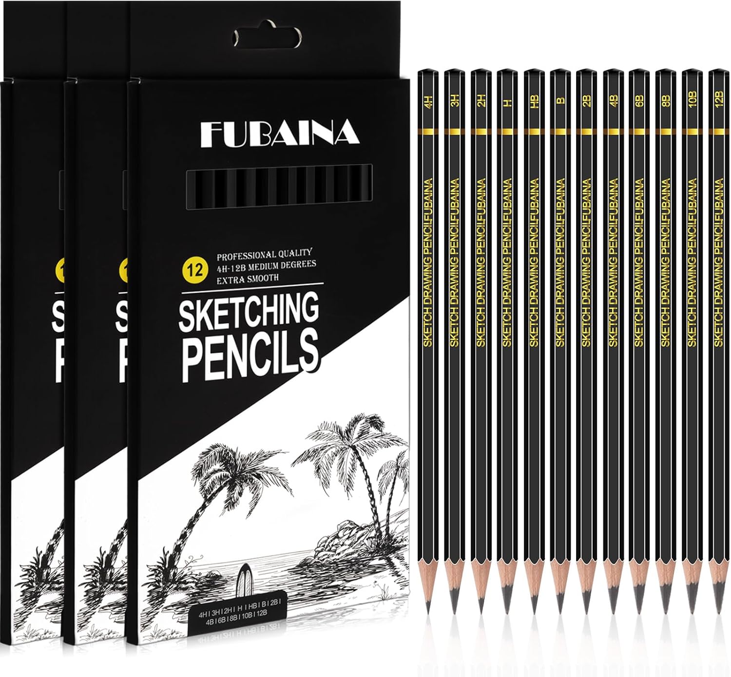 36 Pcs Drawing Sketching Pencil Set Professional (12b - 4h) Graphite Charcoal Gift Bulk for Artists Beginners, Pro Artists, Drawing Art, Sketching