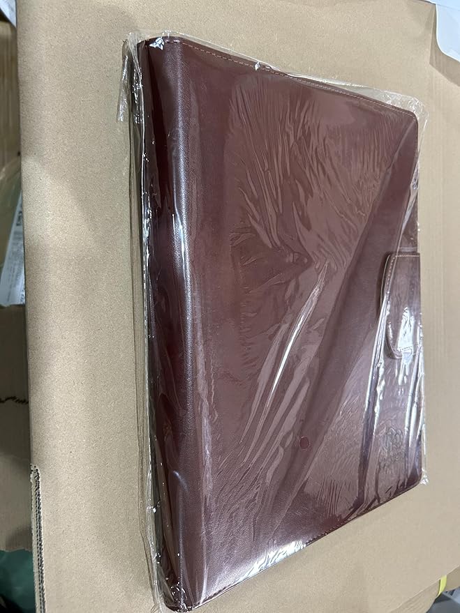 PU Leather Padfolio,A4 Leather Folder Binder Storage Clipboard with Magnetic Closure Cover,Business Resume Folder with Luxury Pen,Notepads,Sticky Tabs for Interview,Conference,Gift Portfolios (Brown)