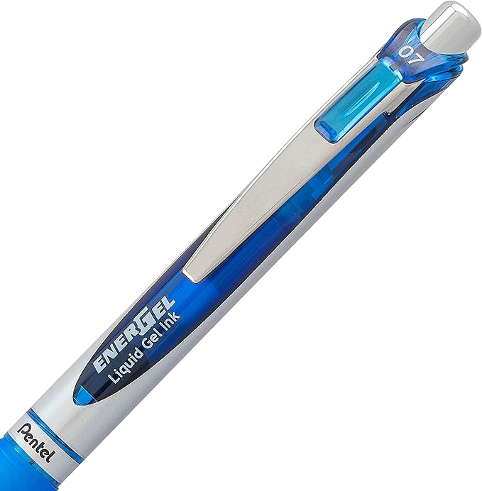 Pentel EnerGel RTX RT Liquid Gel Pen, Med, Metal Tip, 0.7mm, Blue Ink, 12-Pk Window Box of 12 ; Pack of 48