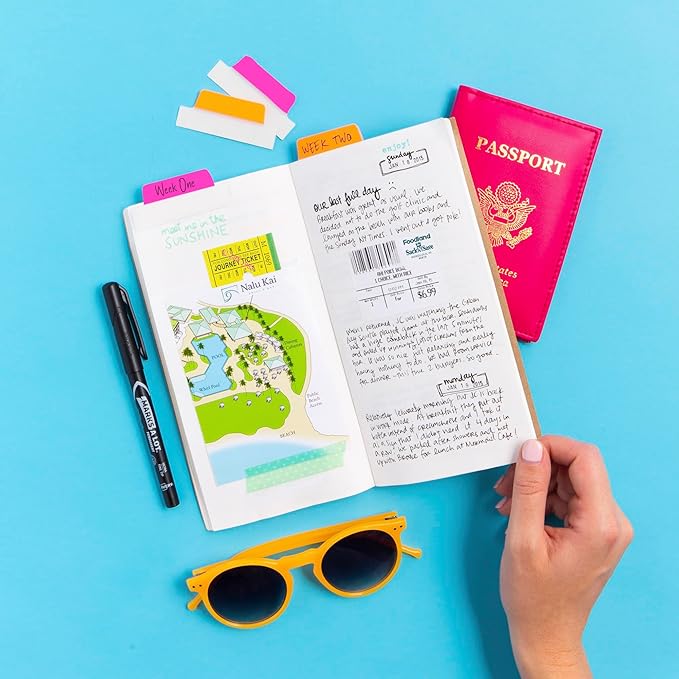 Avery Margin Ultra Tabs, 2.5" x 1", 2-Side Writable, Assorted Neon Colors, 48 Repositionable Page Tabs (74865)