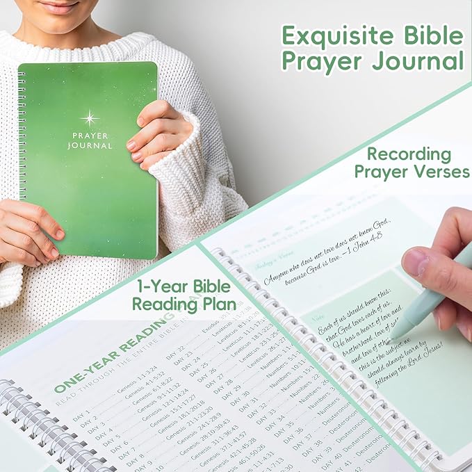 XKDOUS Bible Study Supplies Journaling Kit for Women, Bible Study Kit, Bible Study Tools with Prayer Journal Pencil Case Bible Accessories, Christian Gifts for Women, Green