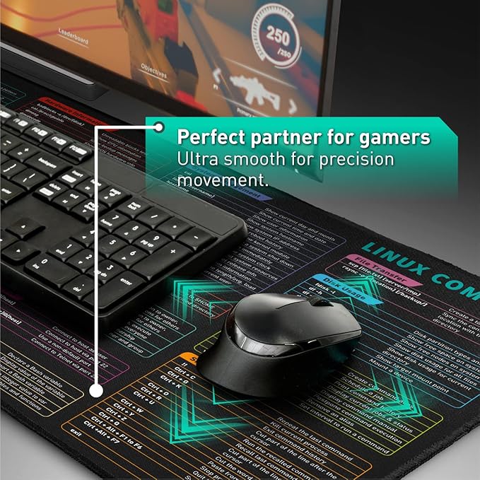 Linux Commands Line Mouse pad - Extended Large Cheat Sheet Mousepad. Shortcuts to Kali/Red Hat/Ubuntu/OpenSUSE/Arch/Debian/Unix Programmer. XXL Non-Slip Gaming Desk mat