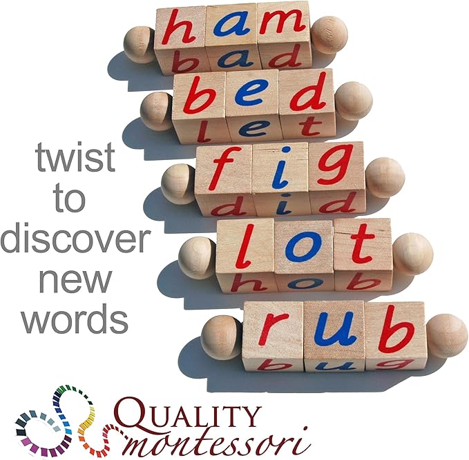 Phonetic Reading Blocks - A Phonics Manipulative Toy for Preschool Learning - Teach Children How to Read