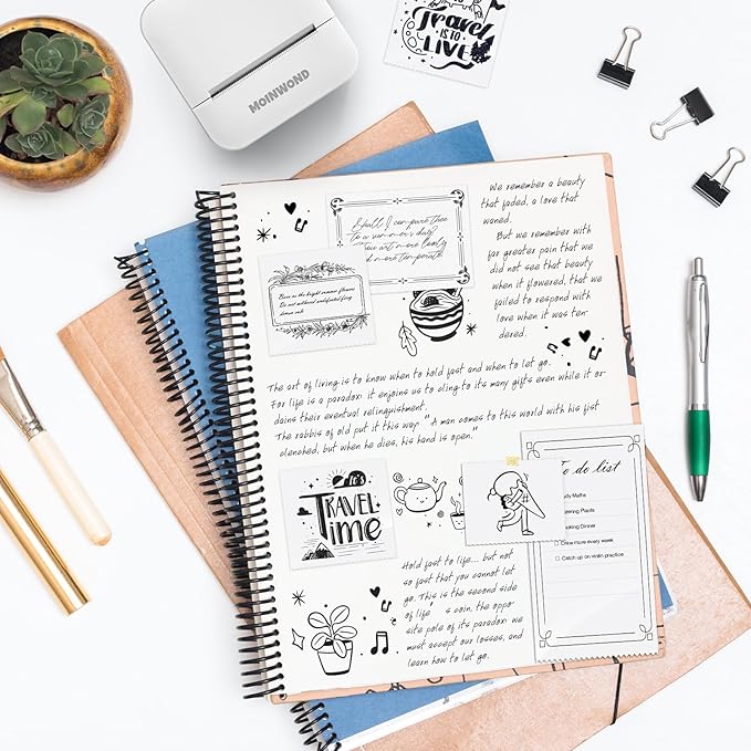 Thermal Paper Non-Adhesive Sticker Paper for Mini Thermal Pocket Printer, Black on White 57 x 25mm, 3-Rolls for Notes Texts Journal Photo and Notebuddy