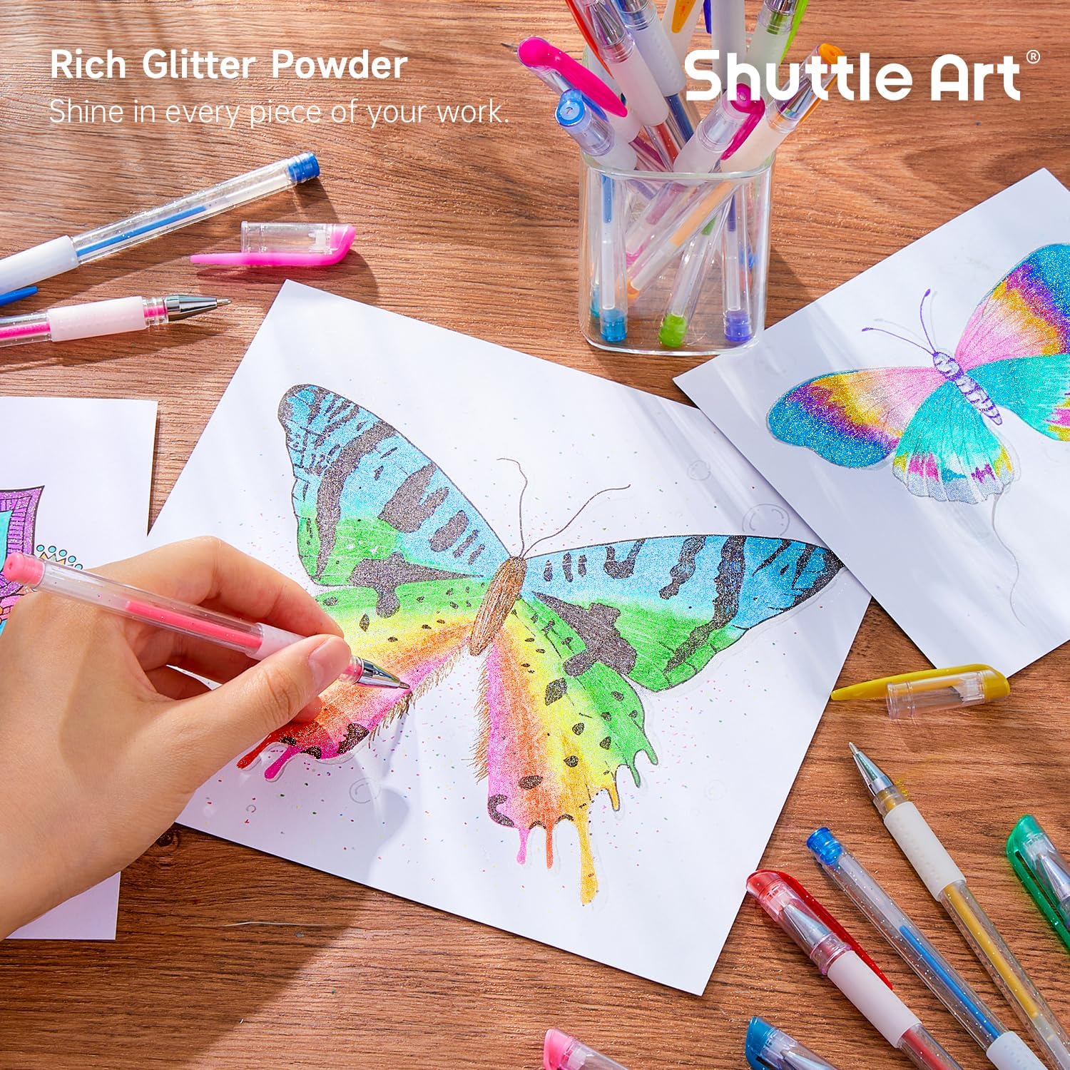 Shuttle Art 160 Pack Glitter Gel Pens, 80 Colors Glitter Gel Pens Set with 80 Refills for Adults Coloring Books Drawing Crafts Scrapbooking Journaling