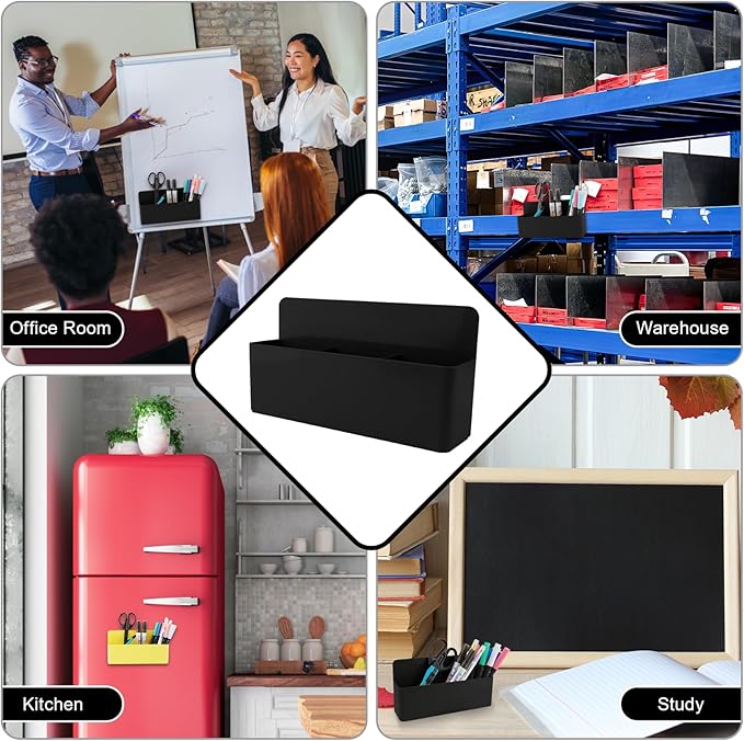 Magnetic Pen Holder,3 Compartments Magnetic Dry Erase Marker Holder,Extra Strong Magnet Storage Marker Pen Pencil Organizer for Refrigerator,Whiteboard,Locker Accessories(Long Style)