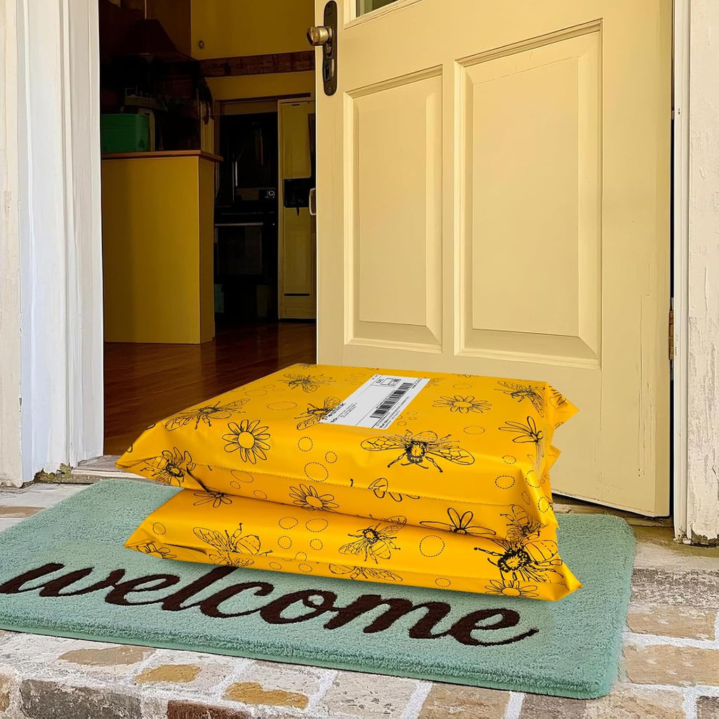 Bees Poly Mailer 6x9 Inch 100 Pcs, Waterproof Shipping Bags for Clothing, Tear-Resistant Mailier Bags, Strong Mailing Bags with Self-Seal