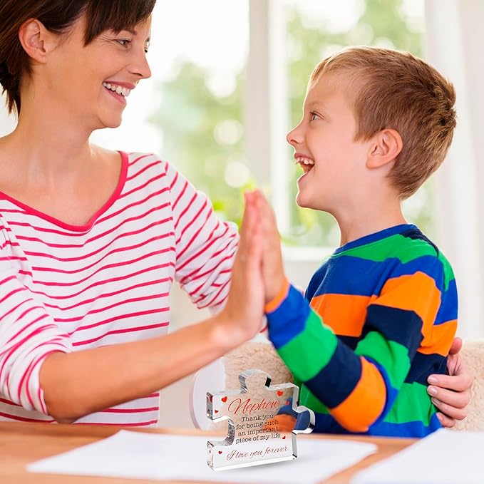 Nephew Gifts - Acrylic Puzzle Keepsake Nephew Gift - Heartwarming Nephew Gifts From Auntie, Uncle - Happy Birthday Nephew Gift Paperweights - Christmas, Birthday, Graduation, Wedding Gifts for Men