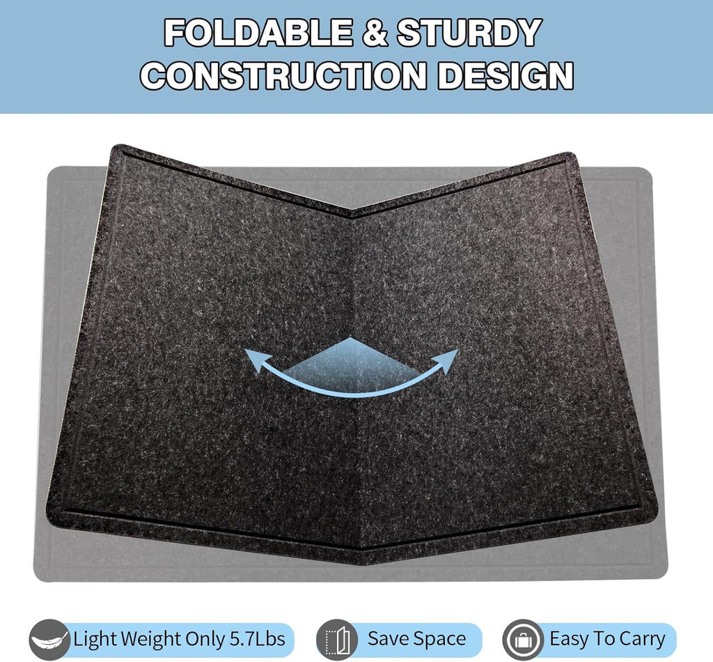 Bulletin Board - 23.5 x 17.5 inches Decorative Felt Pin Board - Cork Board Alternative for Wall - Foldable Photo Board Self-Adhesive Prayer Board with 20 Pushpins - Dark Gray