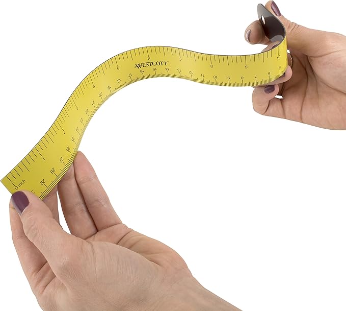 Westcott ‎16264 Magnetic Flexible Rulers, 12 Inch, Yellow (3 Pack)