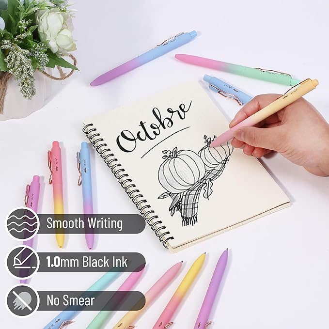 Mr. Pen- Ballpoint Pens, 12 Pack, Gradient Color Barrels, Black Ink, Cute Ballpoint Pens Black Ink, Cute Pens for Journaling