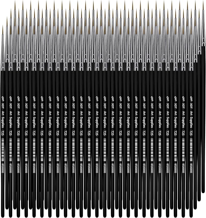 XDT#725 Fine Detail Artist Paint Brush 100 Piece Set Round Pointed Tip Paint Brush #00000 for Micro Painting, Nail Model Acrylic Oil Watercolor