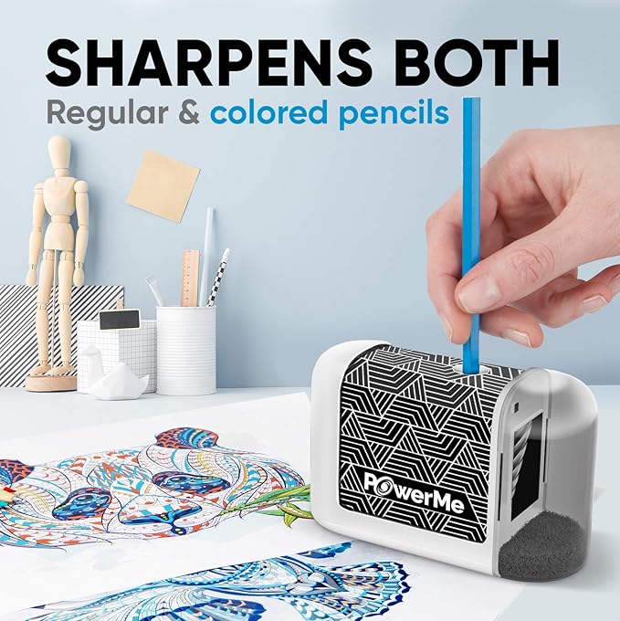 Electric Pencil Sharpener - Pencil Sharpener Battery Powered for Kids, School, Home, Office, Classroom, Artists – Battery Operated Pencil Sharpener For Colored Pencils, Ideal For No. 2 (White)