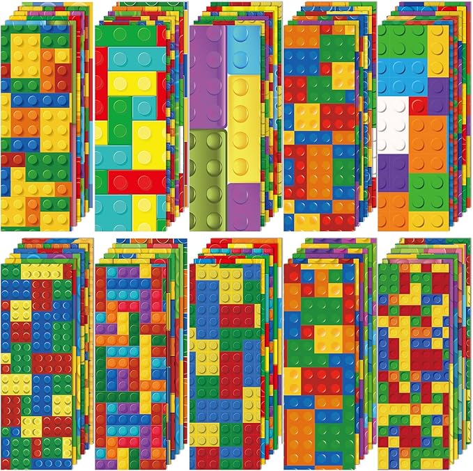 120 Pieces Bookmarks for Kids Set Book Marks Gifts for Kids Inspirational Motivational Paper Bookmark Pack for Book Lovers Adults Teacher Women Funny Reading Gift(Building Block)