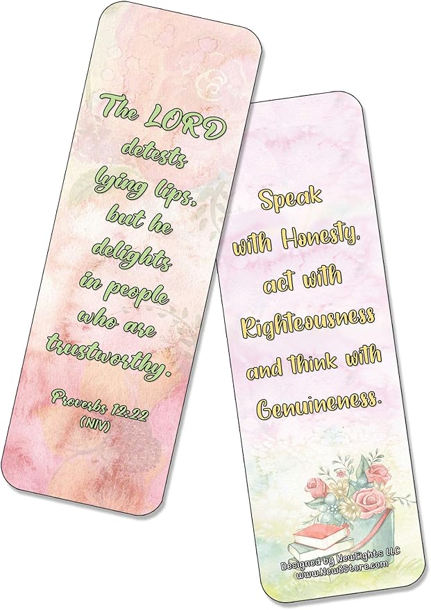 NewEights Famous Verses and Quotes on Honesty (12-Pack) – Daily Motivational Card Set – Collection Set Book Page Clippers – Ideal for Church Events