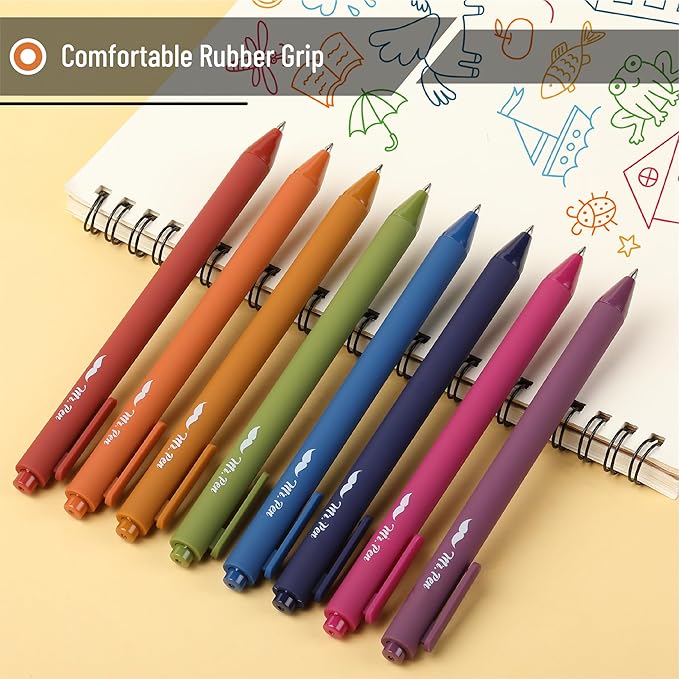 Mr. Pen- Retractable Gel Pens, 8 Pack, Unique Vintage Ink Colors Gel Pens Fine Point 0.7mm, Fast Dry Vintage Pen, Retractable Pens, Gel Ink Pens, Aesthetic Pens for Journaling Fine Tip Pens