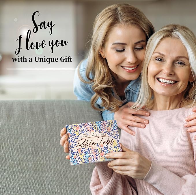 Bloom Beauty Bible Tabs for Women – Soul Nourishing Book Summaries – 66 Peel-and-Stick Large Print Laminated Bible Tabs | Bible Study Supplies Gold, Journaling Accessories, Gifts, the Shepherd of Life