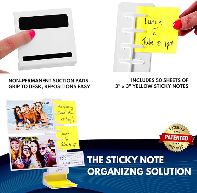 Note Tower Desktop Pro Dual Document Holder for Typing | Compact 2 Page Paper Holder Stand for Desk | Document Stand Holds Copy Paper, Photos & Post Notes | Dispenser includes 3x3 Sticky Notes | White