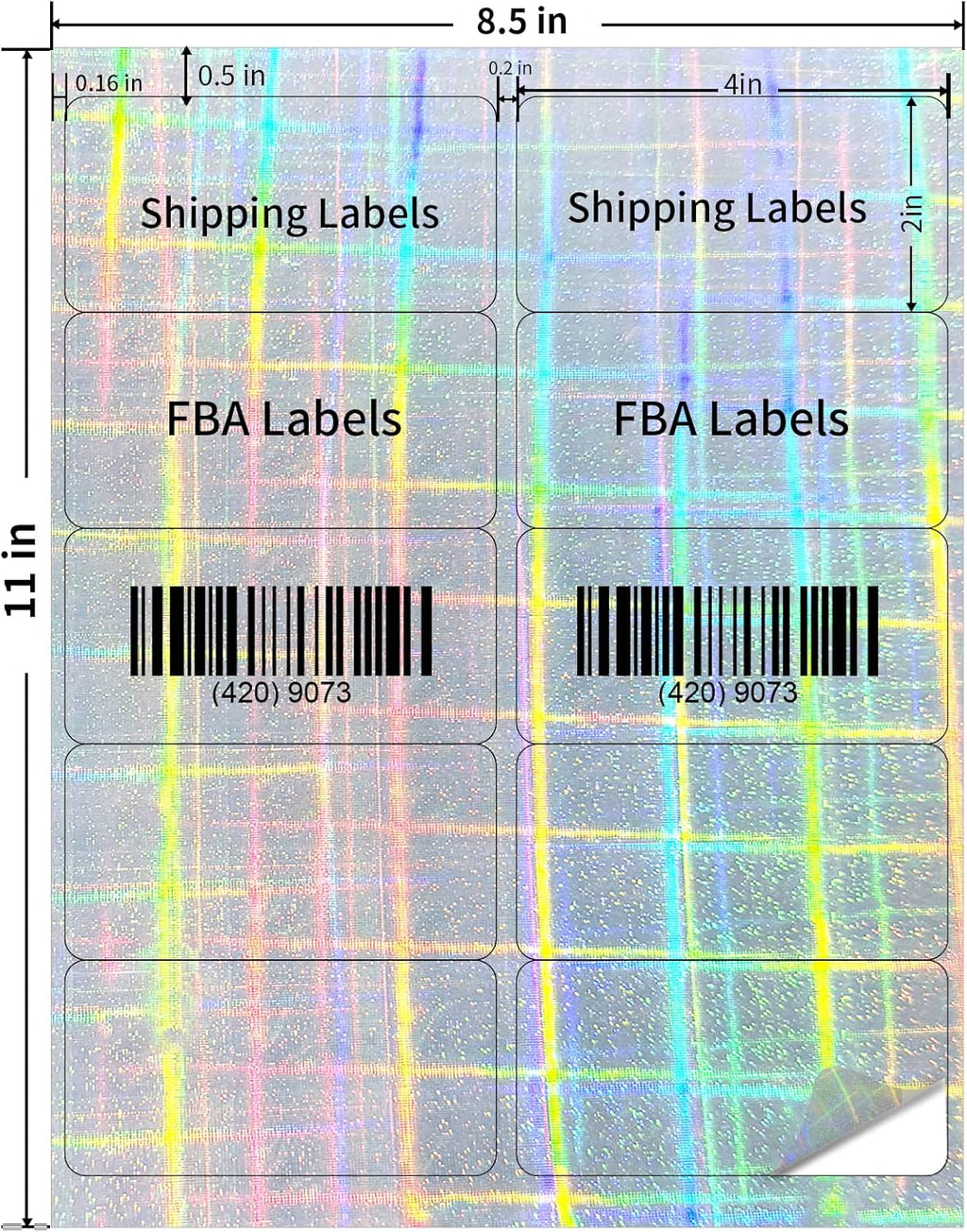 STARLIBOO Shipping Labels Stickers, 2"×4" Printable Holographic Mailing Labels for Laser/Inkjet Printing, Permanent Adhesive Sticker (Holographic Shiny)