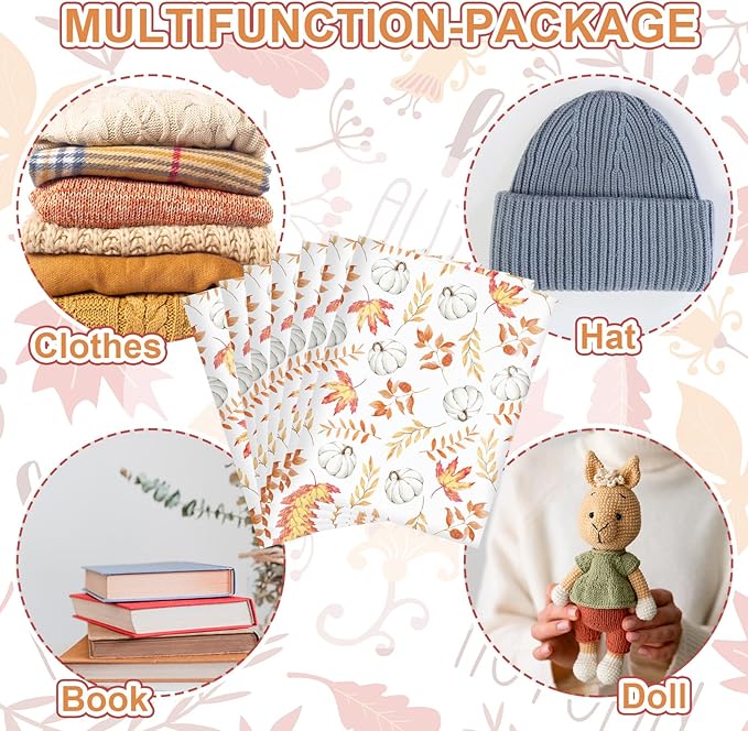 100Pcs Fall Poly Mailers 10 x 13 Inch Pumpkin Leaves Autumn Mailing Bags Thanksgiving White Orange Self-Sealing Plastic Packaging Envelopes Bags Shipping Bags for Small Business Clothing