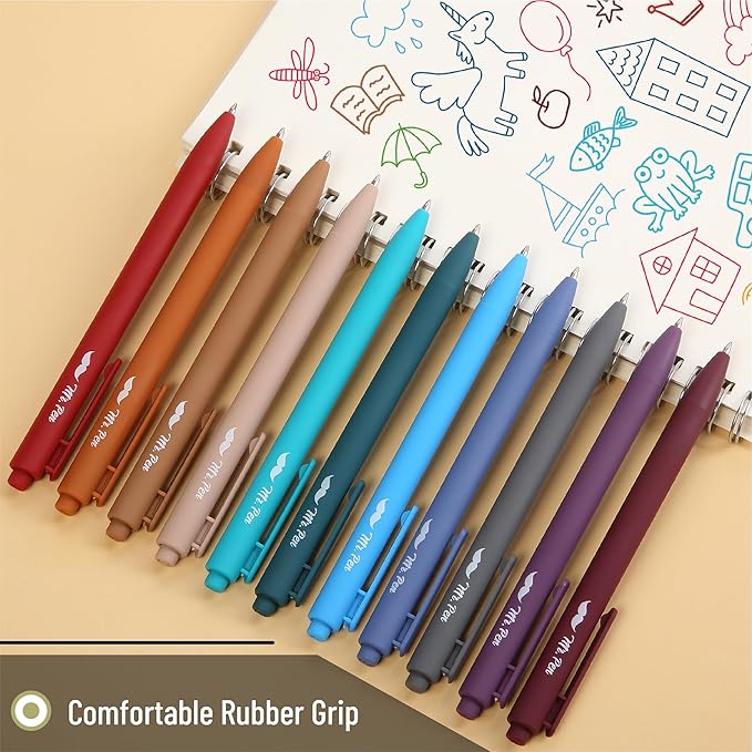 Mr. Pen- Retractable Gel Pens, 11 Pack, Unique Dark Vintage Ink Colors Gel Pens Fine Point 0.7mm, Vintage Pen, Retractable Pens, Gel Ink Pens, Aesthetic Pens for Journaling Fine Tip Pens