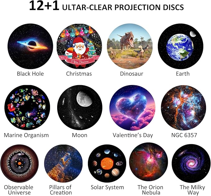 Star Projector,Galaxy Projector for Bedroom,HD Image Large Projection Area LED Lights with 4K Replaceable 13 Galaxy Discs,Timer,Meteor & Lighting Effects,Sky Light for Kids Adults Party Home Decor