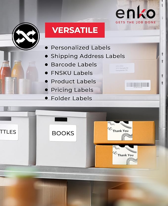 enKo - Compatible DK-2205 Continuous Paper Labels (2.4 Inch x 100 Feet) Use with Brother QL Label Printers QL-800, QL-820NWB QL 810W [6 Rolls + 2 Refillable Cartridge Frames]