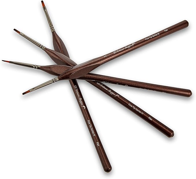 Small Paint Brush Set Craft. 4 pc Flat Paint Brushes for Acrylic Painting Size 1. Model Brush for Dry Brushes Warhammer 40K, Paint by Numbers, Mini Detail Hobby Art Touch Up Miniature Painting