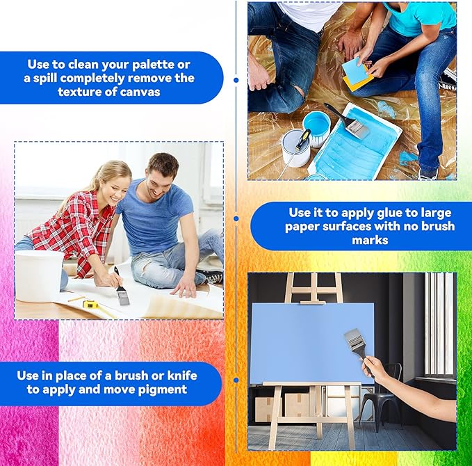 Outus 2 Pieces Silicone Painting Brush Color Shapers for Painting Color Shaper Tool Pointed Edged Solid Flat Flexible and Water Based Drawing Tool for Move Remove Acrylic Paints(1 Inch, 2 Inch)