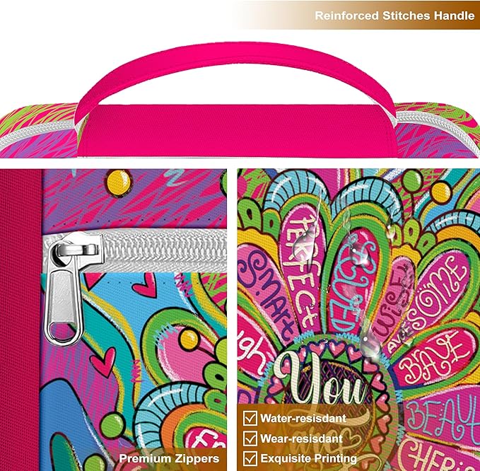 Colorful Floral Bible Cover, Bible Cover Bag With Bookmarks Handle Pockets, Bible Bag Portable For Women, Gifts for Christmas Christian