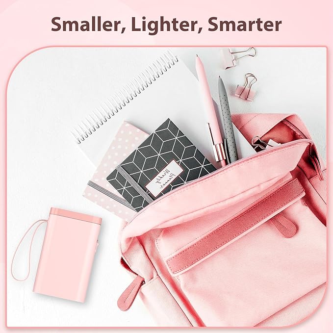 P21 Label Maker Machine with Tape, Label Printer Thermal Mini Label Makers with Built-in Cutter and Multiple Templates, Portable Printers for School, Office and Home Use (Pink), 1Pack