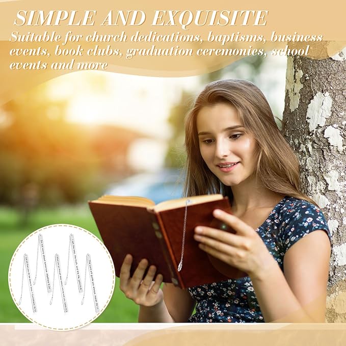 Thenshop 5 Pcs Bible Verse Bookmark for Women Christmas Bookmark Inspirational Christian Gifts Silver Stainless Steel Religious Bookmarks for Book Reading Teacher Grad Birthday