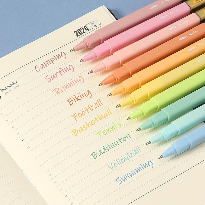 Mr. Pen- Aesthetic Pens, 10 Pack, Assorted Colors, Fast Dry, No Smear Bible Pens No Bleed Through, 0.7mm Fine Point Pen, Ballpoint Pens Ballpoint, Fine Tip Pens for Note Taking, Pens Aesthetic