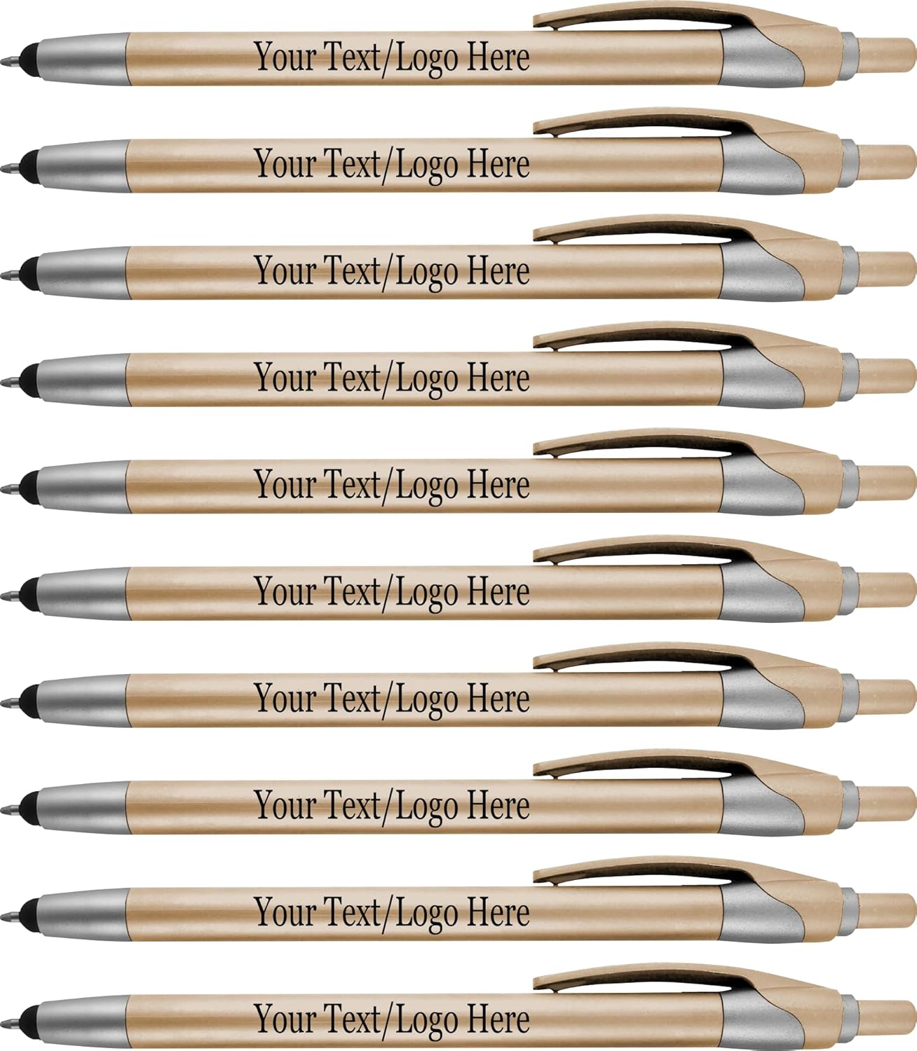Personalized With your Custom Logo or Text Pens-Pack of 450- for Marketing, Parties, and Events, 2 in 1 Capacitive Stylus & Ballpoint Pen Compatible With Touchscreen Devices, Black Ink, Gold Pens
