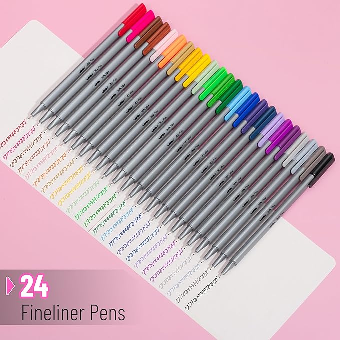 Mr. Pen- Fineliner Pens, 24 pcs, Colorful, 0.4mm Fineliners Pens, Art Pen