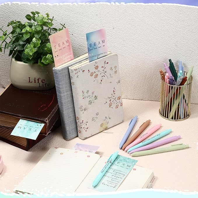 Quelay 30 Set Christmas Inspirational Gift Bulk with Motivational Pens Inspiring Quote Bookmarks Team Building Gifts for Employees Appreciation Team Women Staff Gifts Bulk Volunteers(Team)