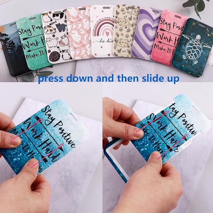 Pink ID Badge Holder Lanyard & Retractable Badge Reel Positive Lanyard for ID Badges Cute Key Lanyard for Women Girls Teachers Aesthetic Work & School Lanyard ID Holder Cruise Lanyard(Quote)