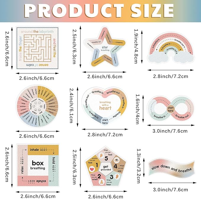 Libima 72 Pieces Anxiety Sensory Stickers Anxiety Textured Stickers Fidget Stickers Mindfulness Sticker School Counselor Supplies Adult Sensory Items Anxiety Relief, 9 Styles(Morandi Color)