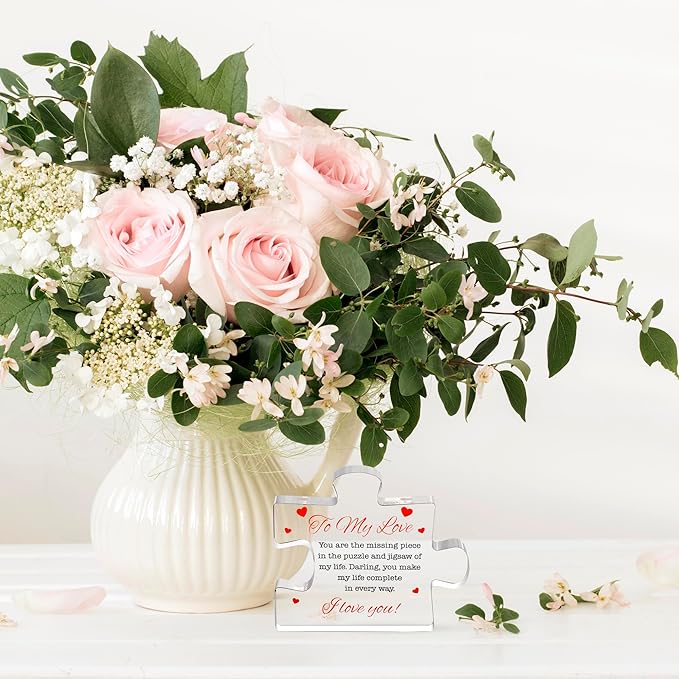 I Love You Gifts for Her, Him - To My Love Acrylic Block Puzzle Paperweights 4.1 x 3.5 inch - I Love You Gifts for Men, Women - Birthday, Anniversary, Valentine's Gift for Husband, Wife, Boyfriend