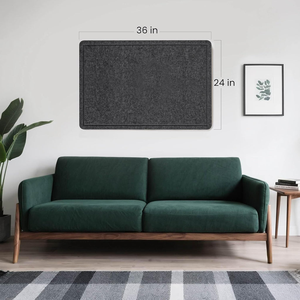 Bulletin Board, 36 x 24 inches Felt Board - Decorative Pin Board, Cork Board Alternative for Wall, 3' x 2' Foldable Picture Board Self-Adhesive Vision Board Prayer Board with 20 Pushpins - Dark Gray