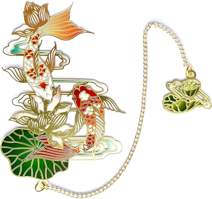 MOZART Koi Carp Chinese Style Brass Bookmark Classical Mythological Characters Mountain and Sea Sutra Series Creative Cultural Copper Bookmark Metal Bookmarks