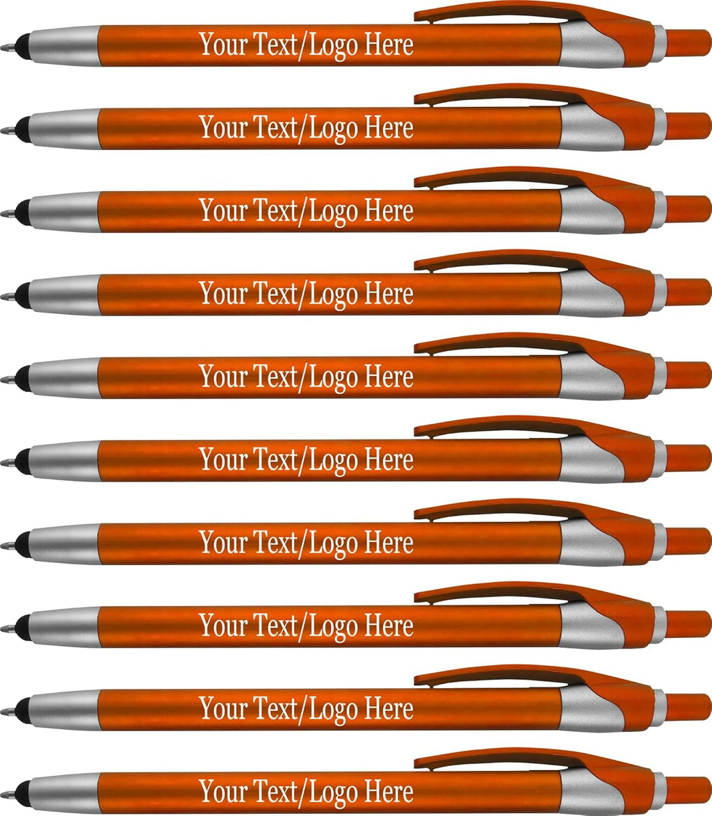 Personalized with Your Custom Logo or Text Pens-Pack of 450- for Marketing, Parties, and Events, 2 in 1 Capacitive Stylus & Ballpoint Pen Compatible with Touchscreen Devices, Blue Ink, Orange Pens