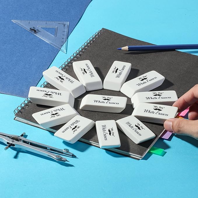 Mr. Pen- White Pencil Eraser, 24 Pack, Block Erasers for Pencils, Mr Pen Erasers for School, Large Eraser