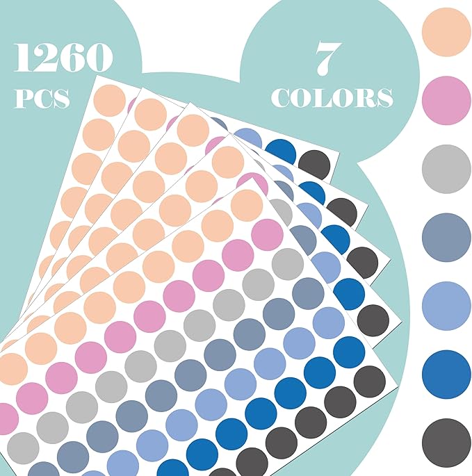 YSHIHE Garage Sale Stickers 3/4" Dot Stickers 7 Colored Price Stickers Color Coding Dot Labels,Yard Sale Price Stickers