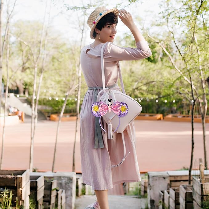 2Pcs Mouse Ear Holder for Backpack Beaded Lanyard Keychain Park Trip Essentials Headband Hanging Display Accessories