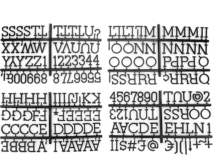 1 Inch Letters for Flet Letter Board,188 Pieces Including Letters, Numbers & Symbols for Changeable Plstic Letter Board by Veskaoty (Black)