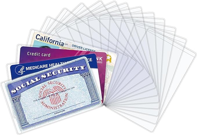 16 PCS Social Security Card Protector Sleeves/New Medicare Card Protector Sleeve/Credit Card Holder,31 Mil Soft Clear Plastic Card Sleeves, Waterproof SSN Card Protector