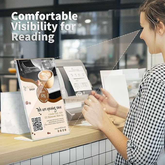 NIUBEE Slanted Back Acrylic Sign Holder 8.5 x 11 Inches, Clear Plastic Sign Holder Paper Display Table Stand for Office, Store, Restaurant (3 Pack)